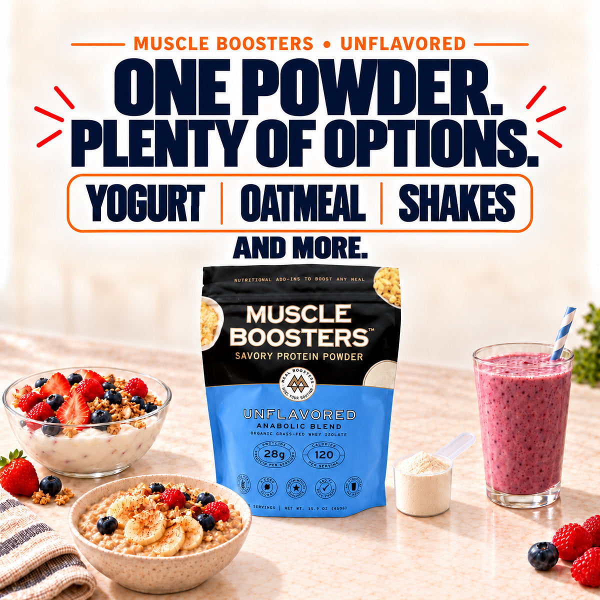 Meal Boosters Muscle Boosters Unflavored Protein (Whey Isolate + Collagen) – alternate view 3
