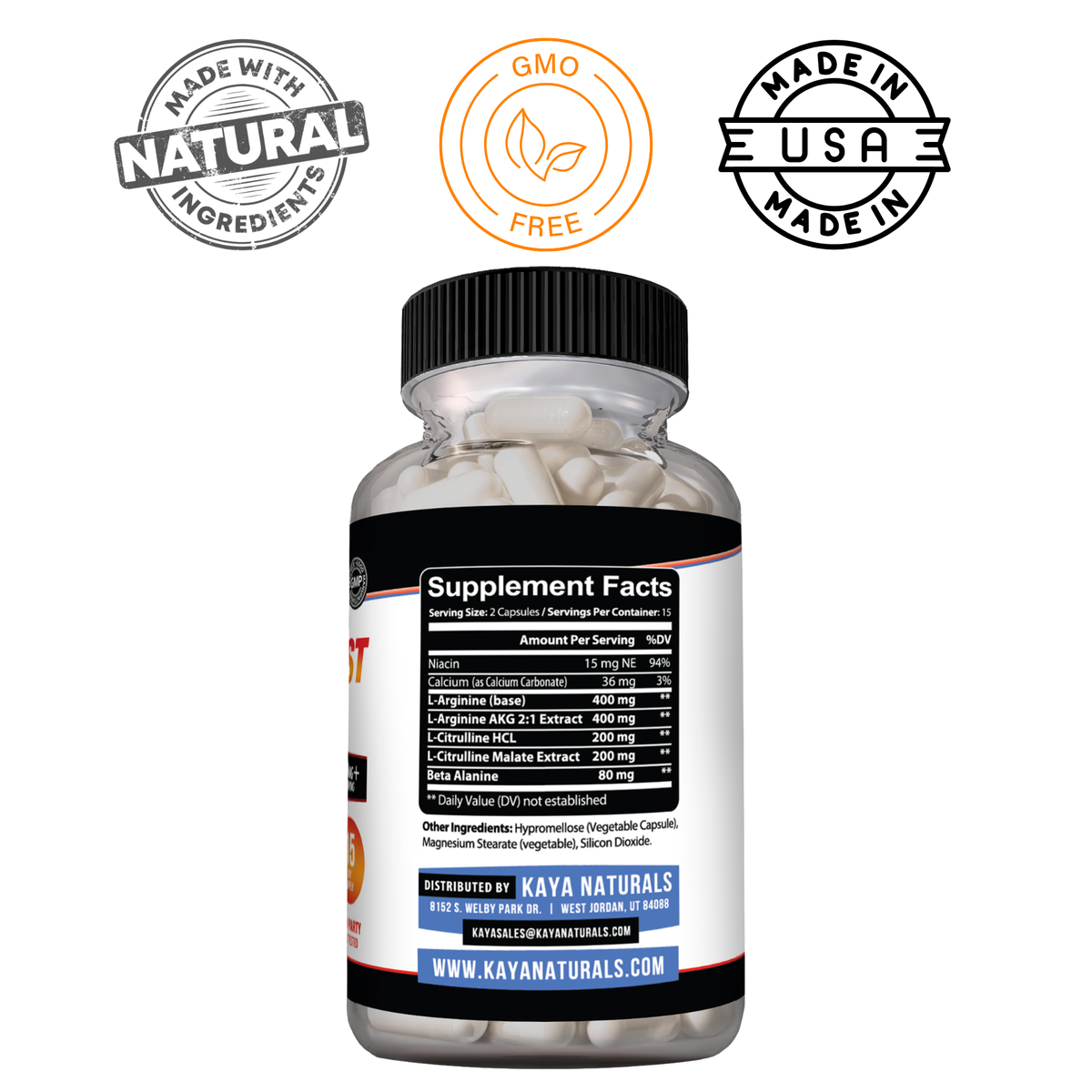 Kaya Naturals Nitric Blast - Pre-workout Capsules – alternate view 3