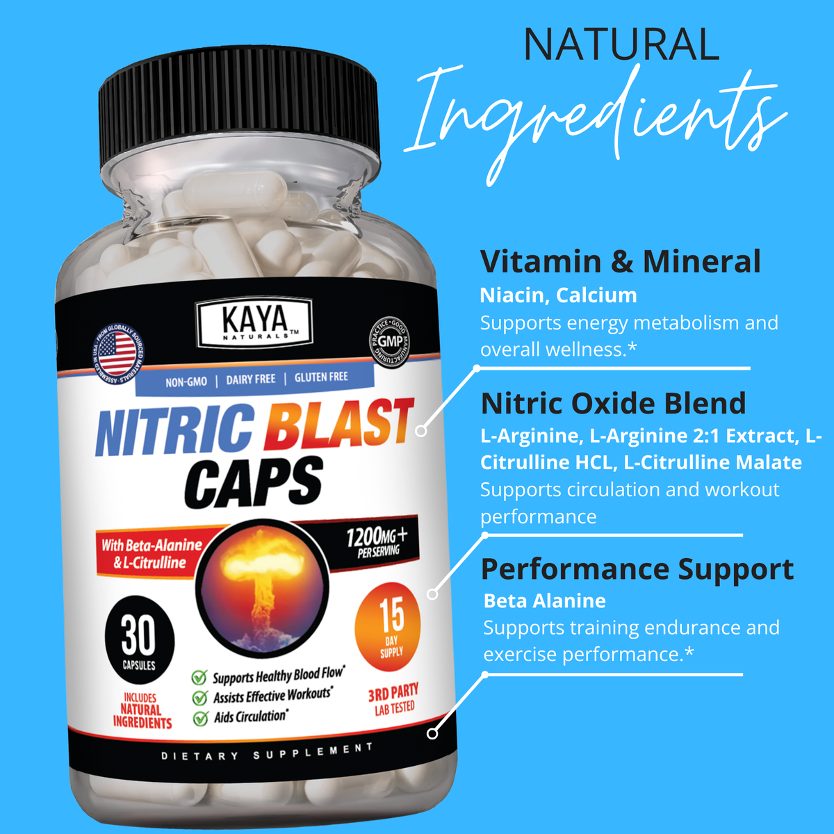 Kaya Naturals Nitric Blast - Pre-workout Capsules – alternate view 5