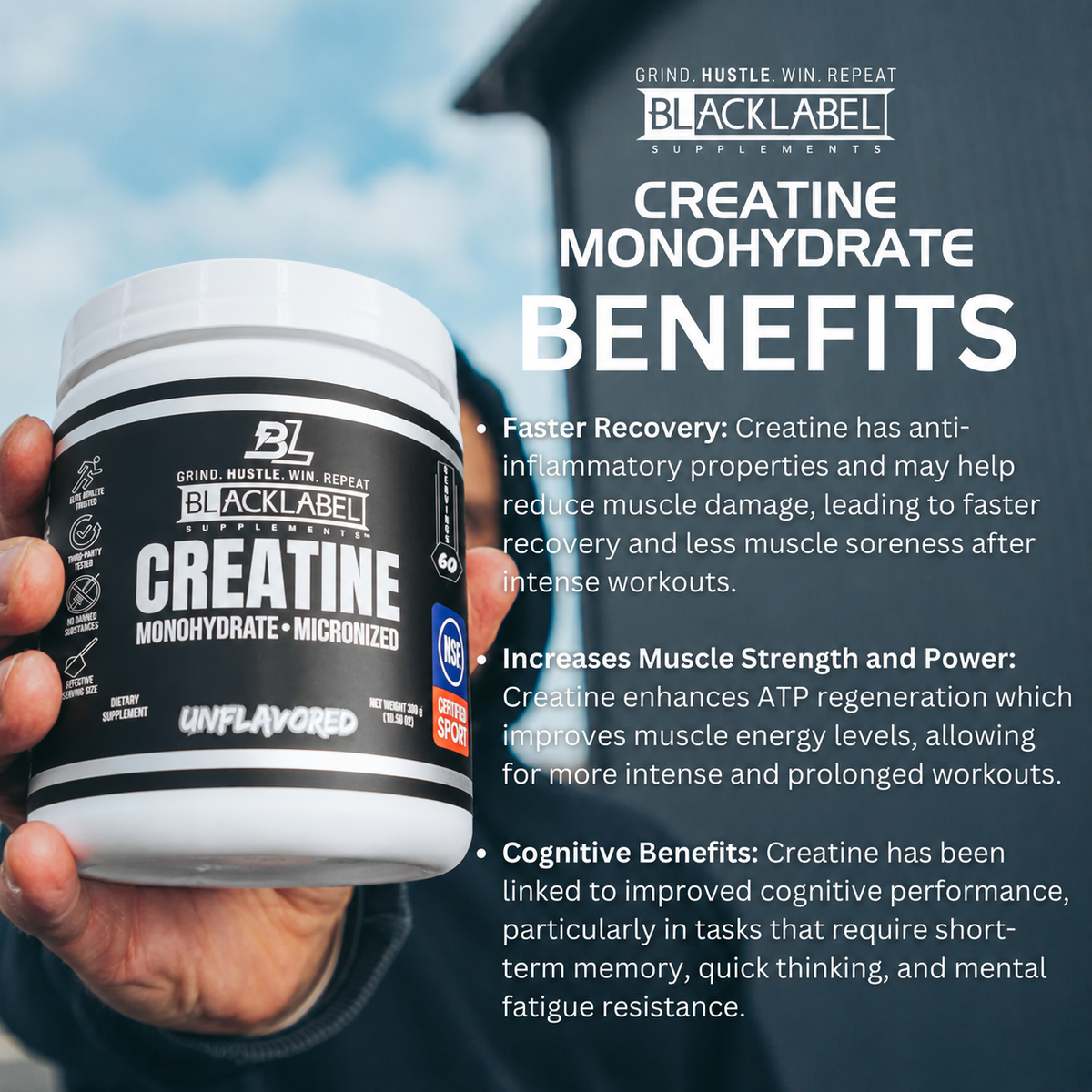 BLACKLABEL Creatine Monohydrate Powder – alternate view 3