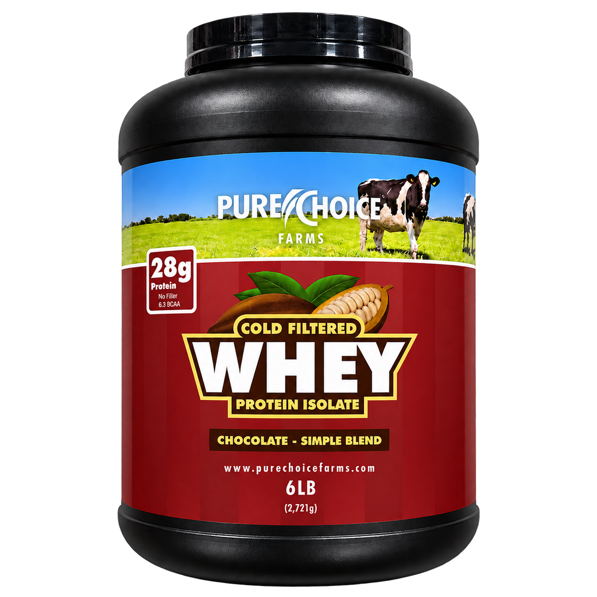 Pure Choice Farms Whey Protein Isolate Chocolate – front product view
