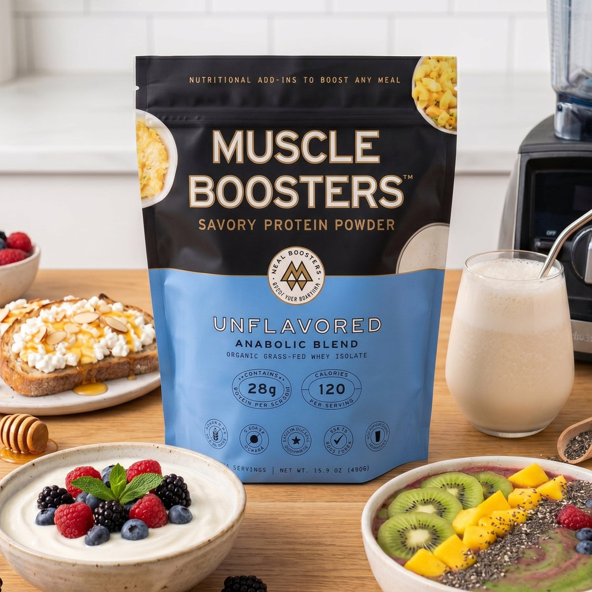 Meal Boosters Muscle Boosters Unflavored Protein (Whey Isolate + Collagen) – front product view