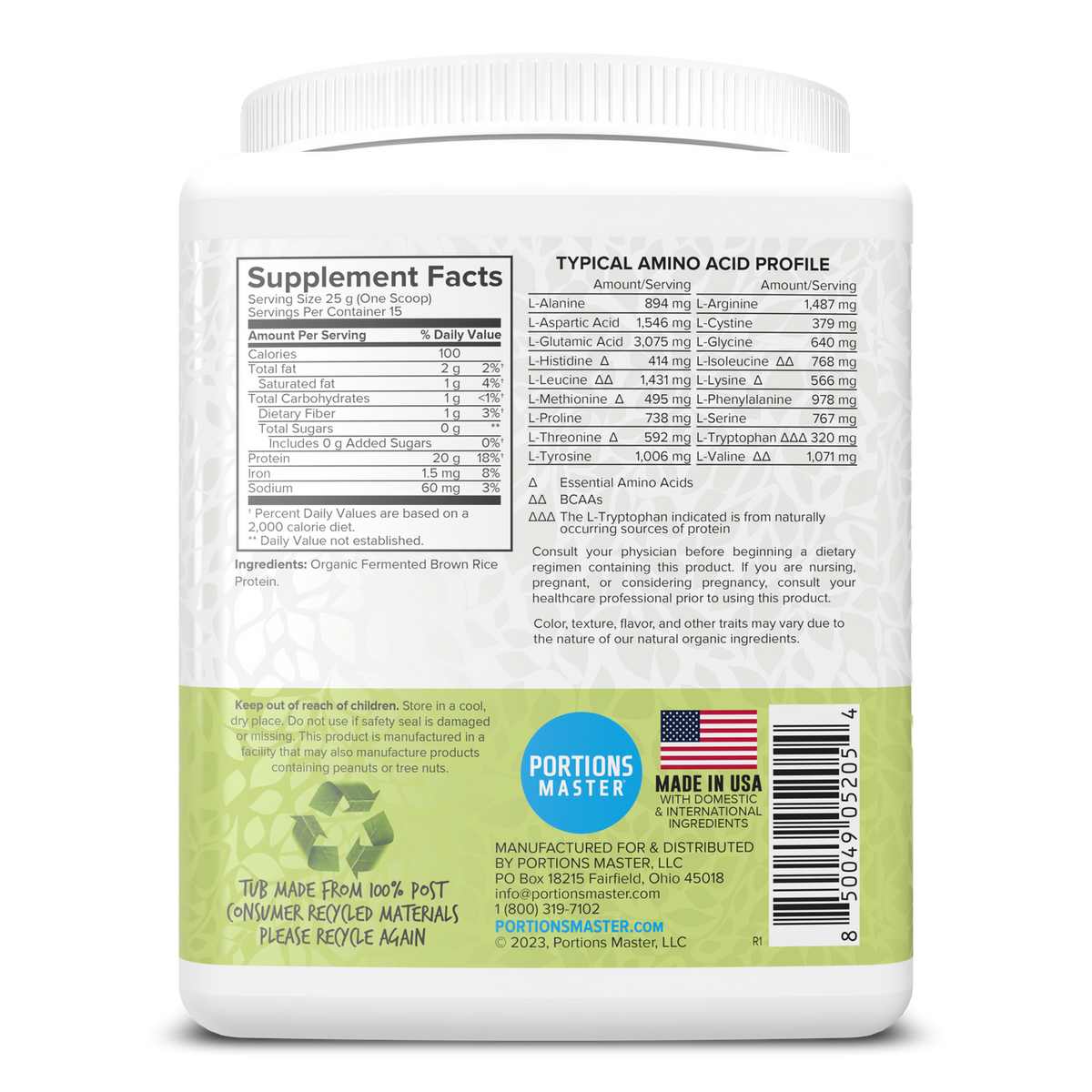 Portions Master Plant Protein Unflavored – alternate view 3
