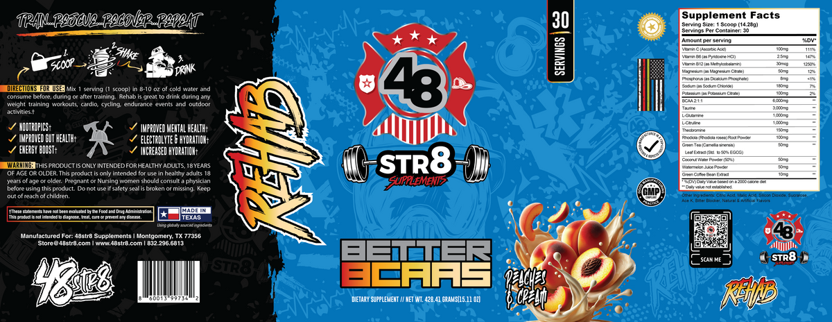 48 STR8 REHAB BCAA – Peaches & Cream – alternate view 3