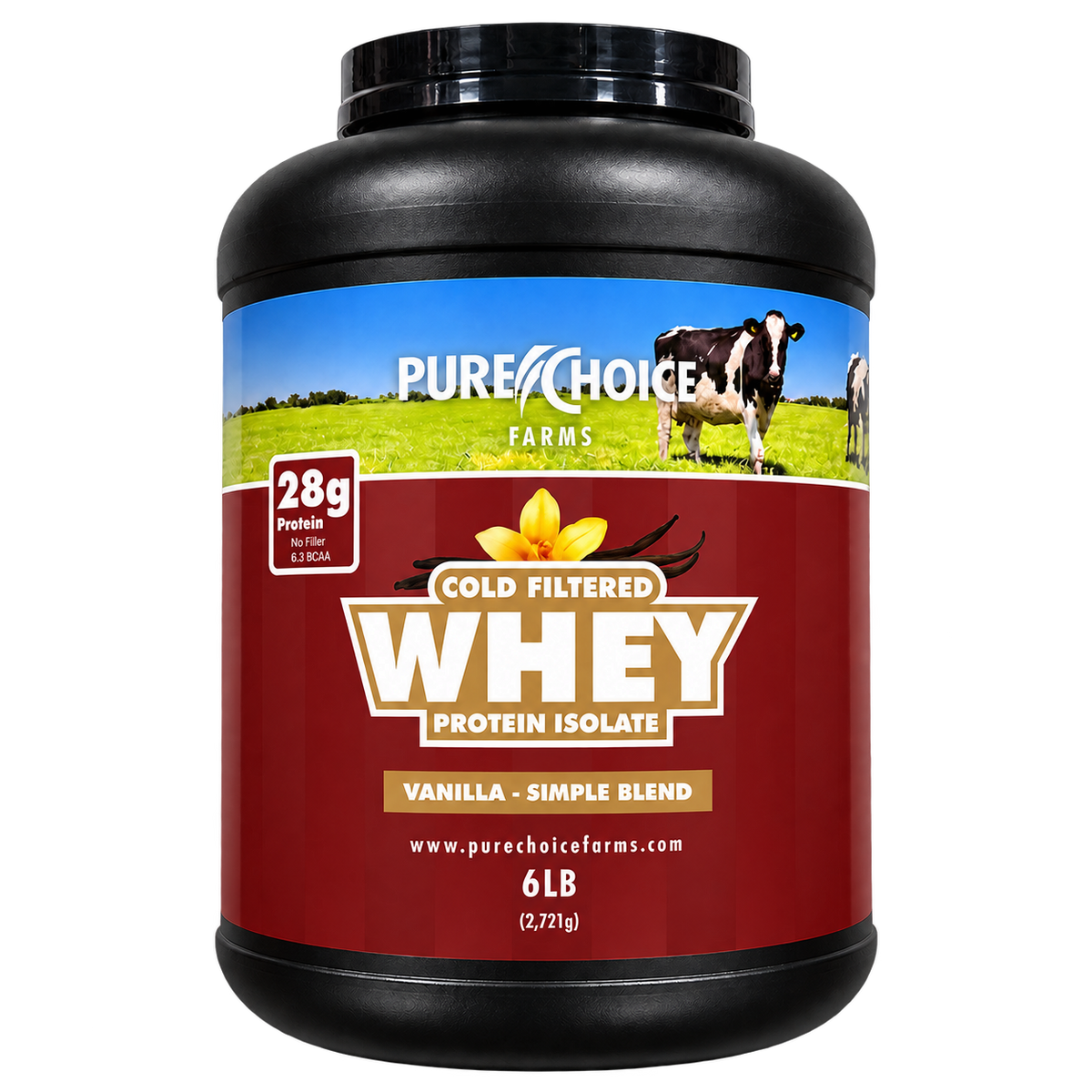 Pure Choice Farms Whey Protein Isolate with Organic Vanilla – front product view