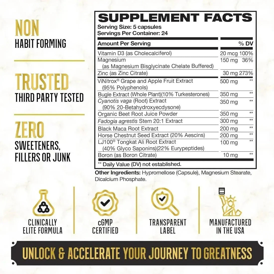 King Maker 13-in-1 Men's Supplement with Tongkat Ali, 120 Capsules – alternate view 2