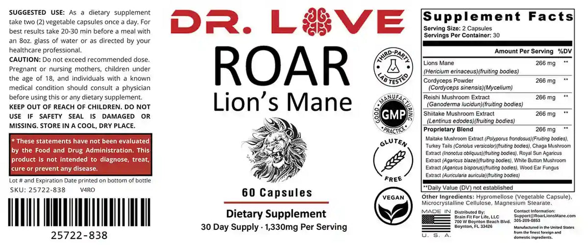 Dr. Love's ROAR Lion's Mane – alternate view 2