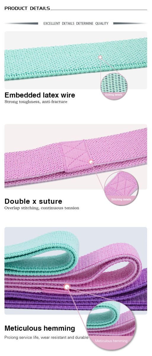 Bellawell Health Long Resistance Bands 3 Strengths Purple, Pink and Green – alternate view 3