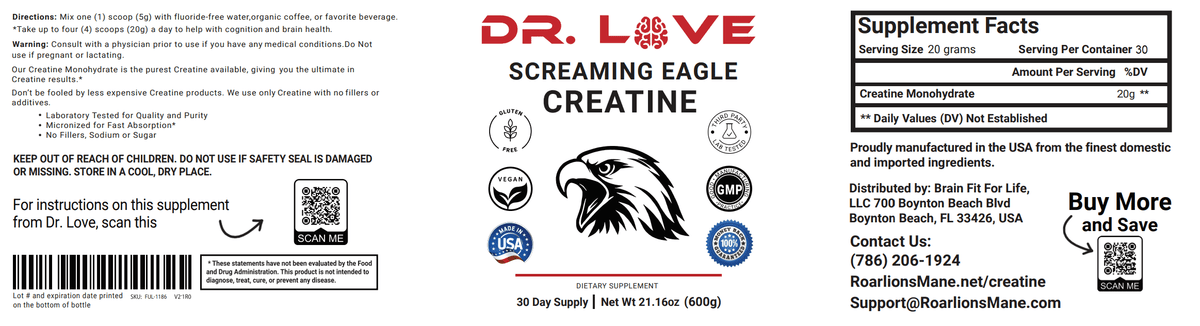 Dr. Love's Creatine Monohydrate (600g) – alternate view 4