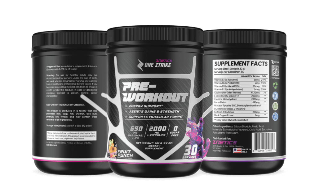 Znetics ONE ZTRIKE Pre-Workout – Fruit Punch – alternate view 4
