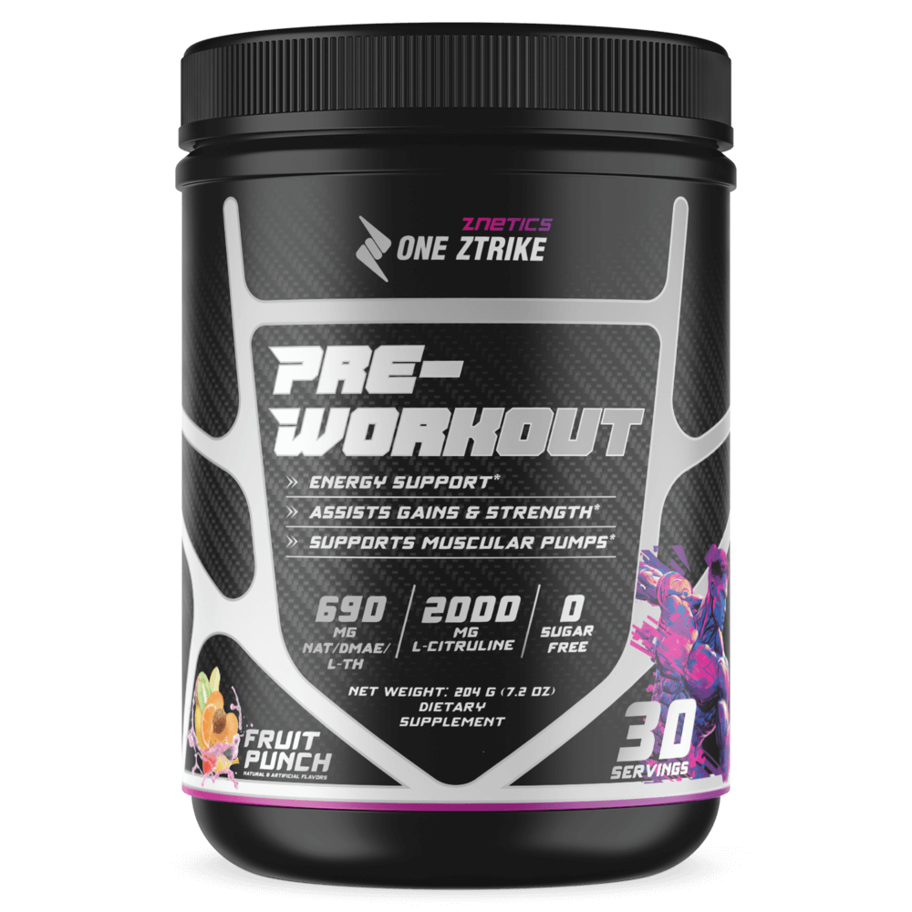 Znetics ONE ZTRIKE Pre-Workout – Fruit Punch – front product view